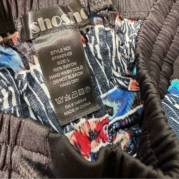 Multicolor Abstract Print Lightweight Rayon Pants Size L - Picture 8 of 10